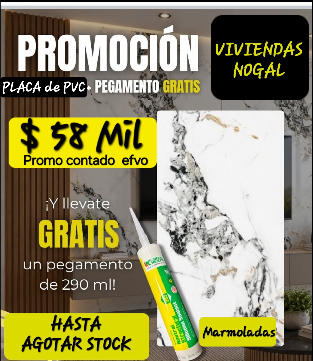 Placa Rigida simil marmol
